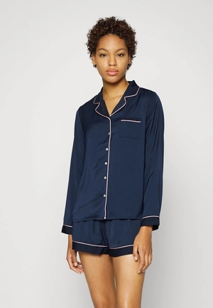 Vêtement De Nuit ANNA FIELD Anna Field Amanda Long Sleeve Short Set Bleu Marine Femme | HGR-5997164